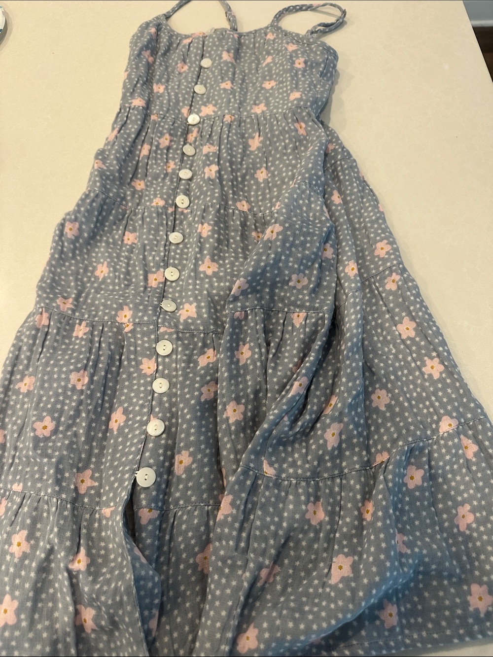 Mimi & Maggie Blue Dress with Pink Floral Print